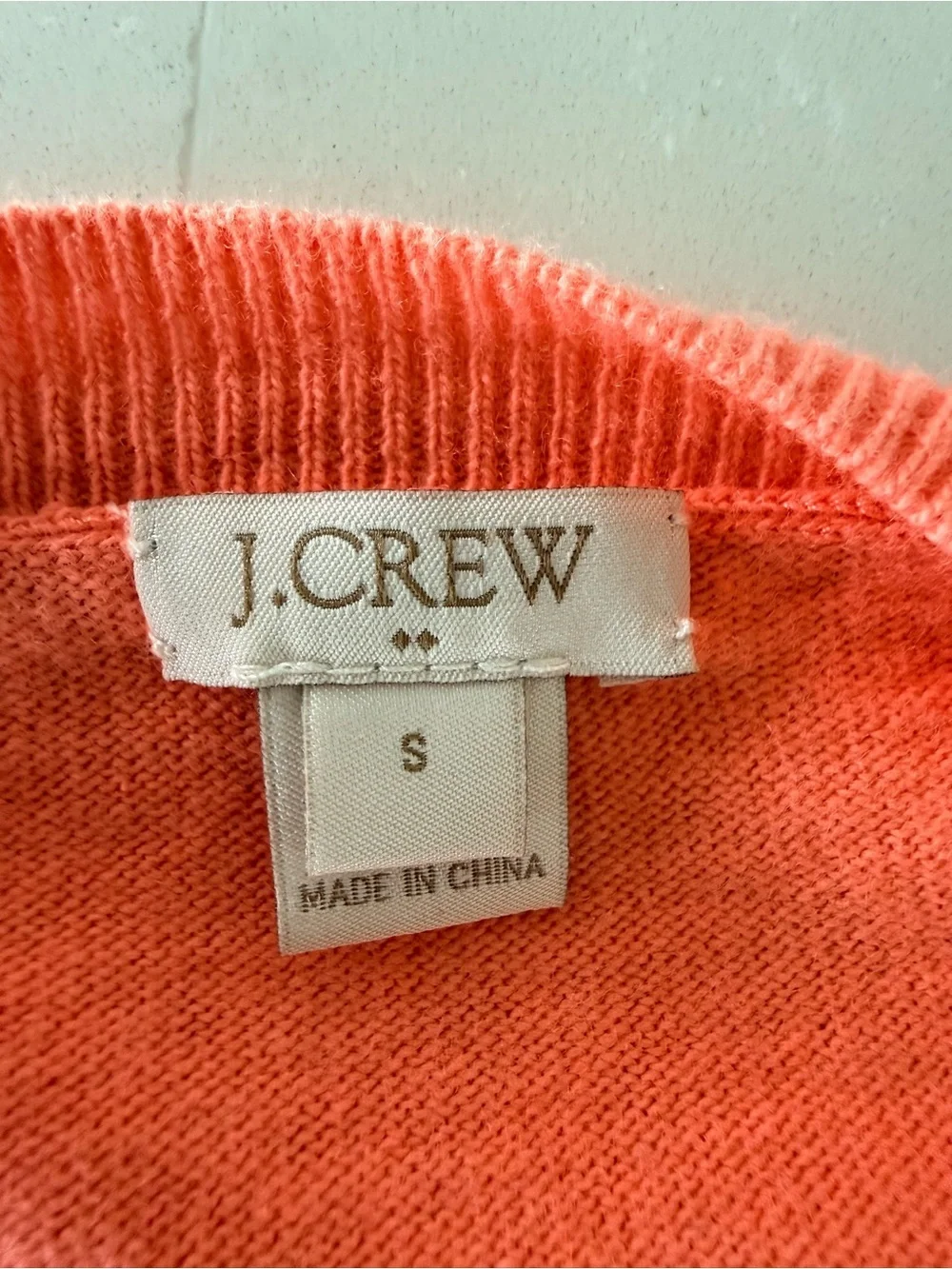 J.Crew Wool Blend Crew Neck Sweater Coral Peach Pink Long Sleeve
